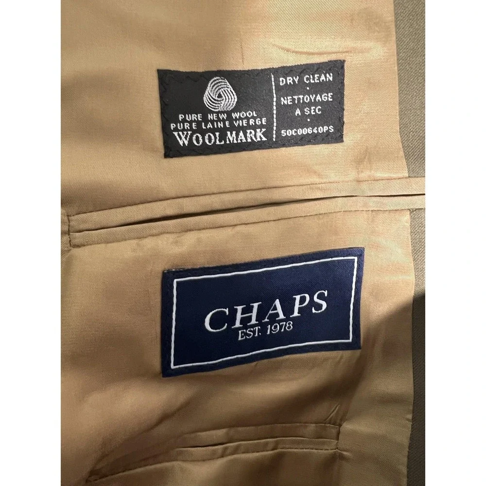 Chaps Blazer Mens 46 Brown Pure New Wool Suit Separate Sport Coat 2 Btn‎